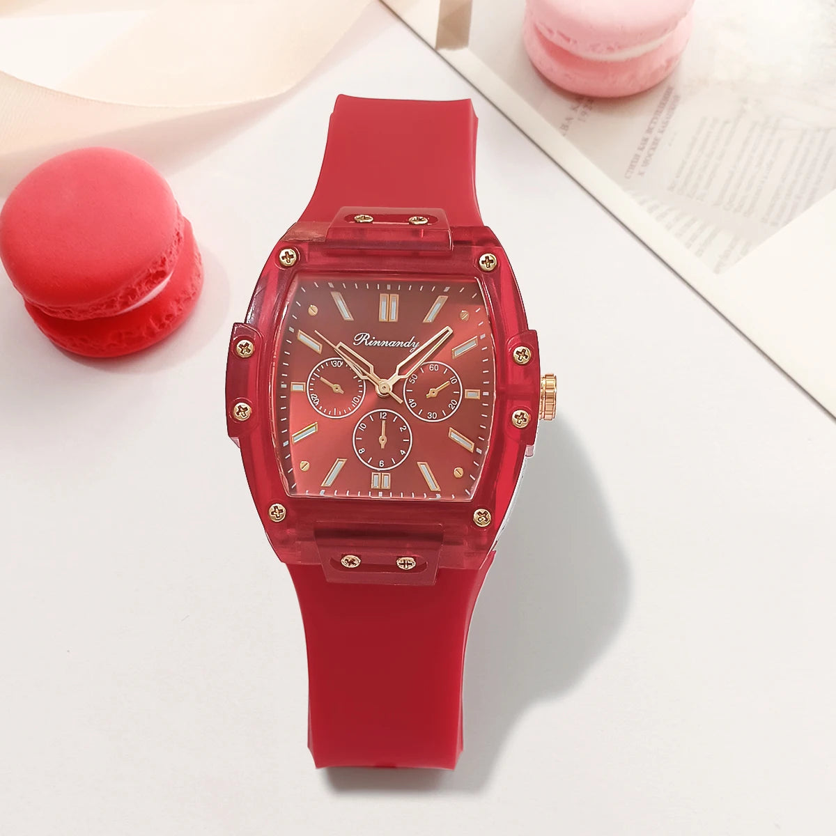 Women's Square Silicone Sport Watch – Rectangle Dial, Buckle Band