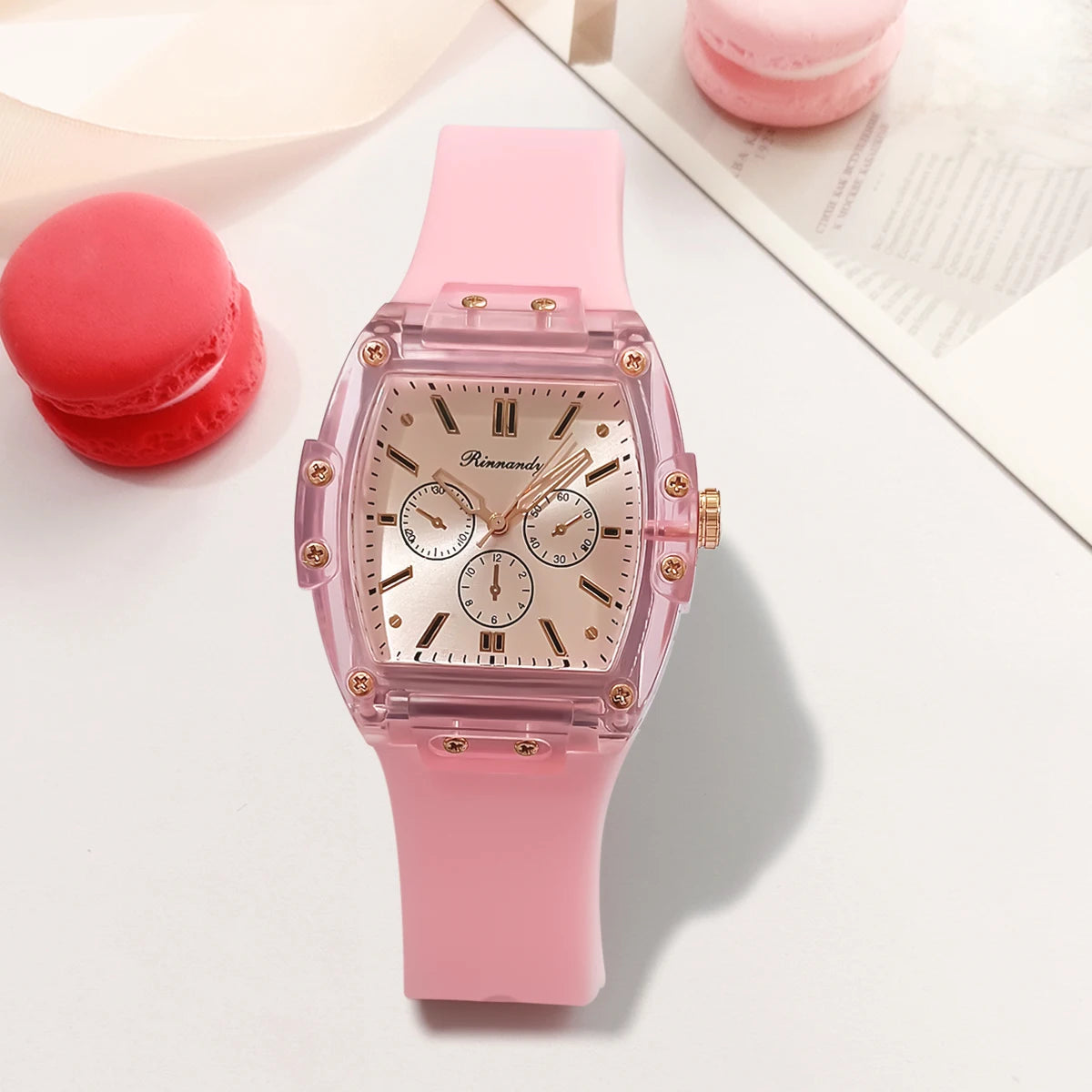 Women's Square Silicone Sport Watch – Rectangle Dial, Buckle Band