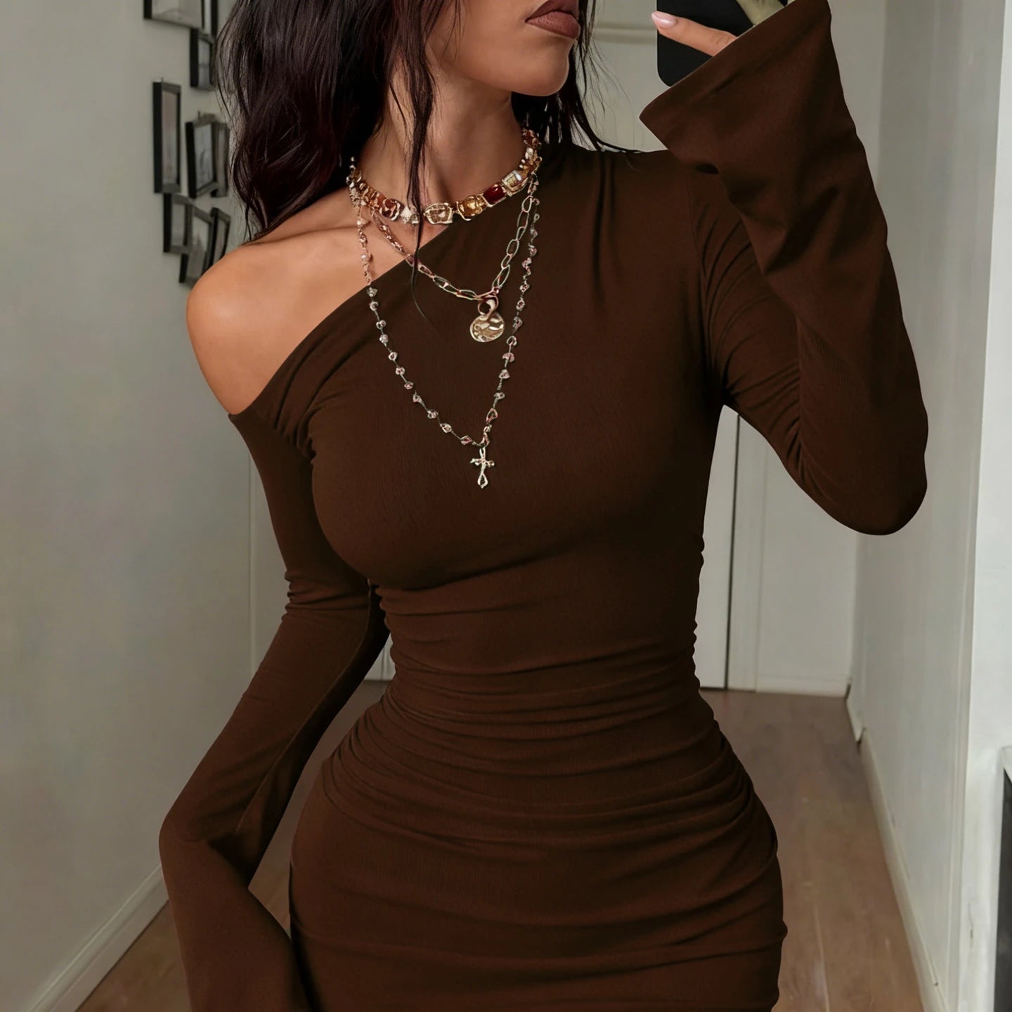 Off-Shoulder Ruched Mini Dress - Party Club Dress