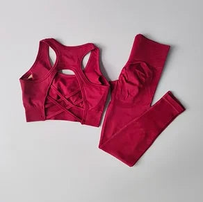 2-Piece Sports Bra & Leggings Yoga Set | Seamless Fitness Suit for Women