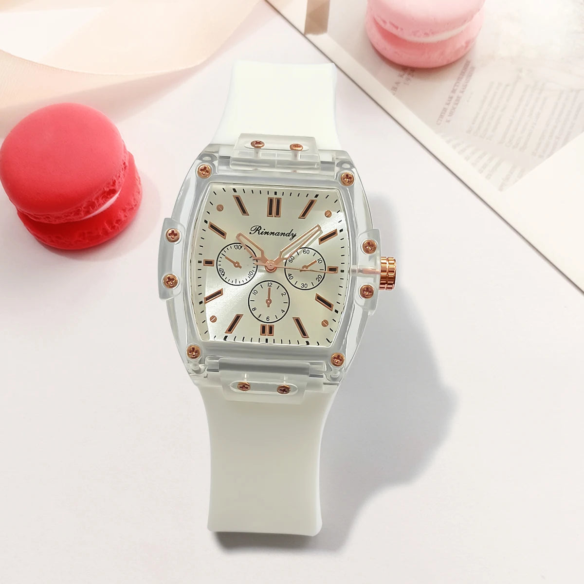 Women's Square Silicone Sport Watch – Rectangle Dial, Buckle Band