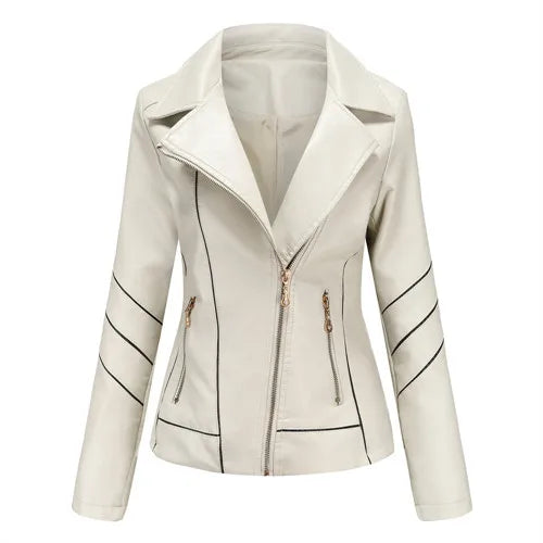 Red Faux Leather Biker Jacket - Premium PU Leather Moto Jacket