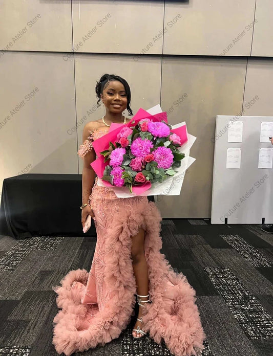 Bespoke Mermaid Prom Gown - Off-Shoulder Floor-Length Formal Dress | Custom Sizing