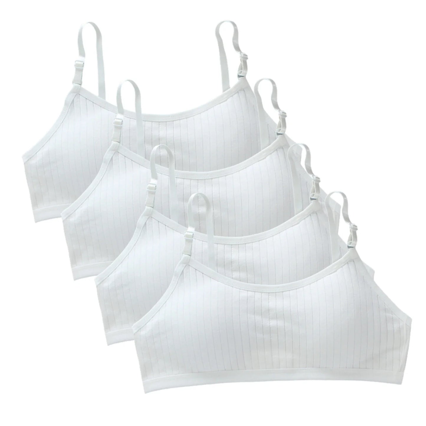 Girls' Training Bra 4-Pack Set - Seamless Vest Style with Back Closure
