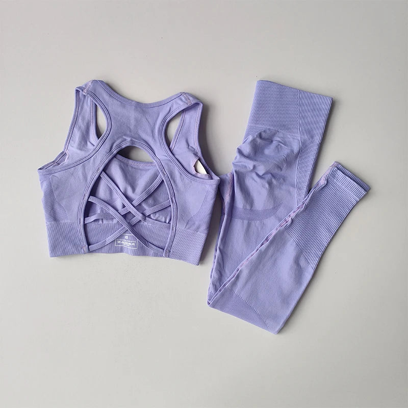 2-Piece Sports Bra & Leggings Yoga Set | Seamless Fitness Suit for Women