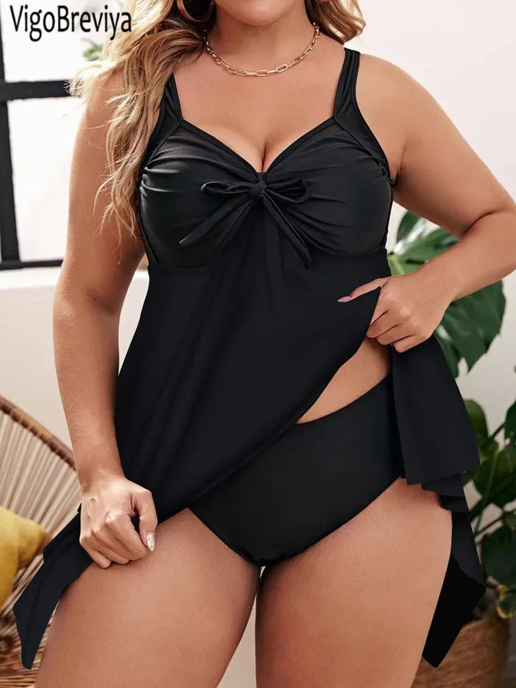 Plus Size Tankini Swimsuit Set - Two Piece Brazilian Bathing Suit