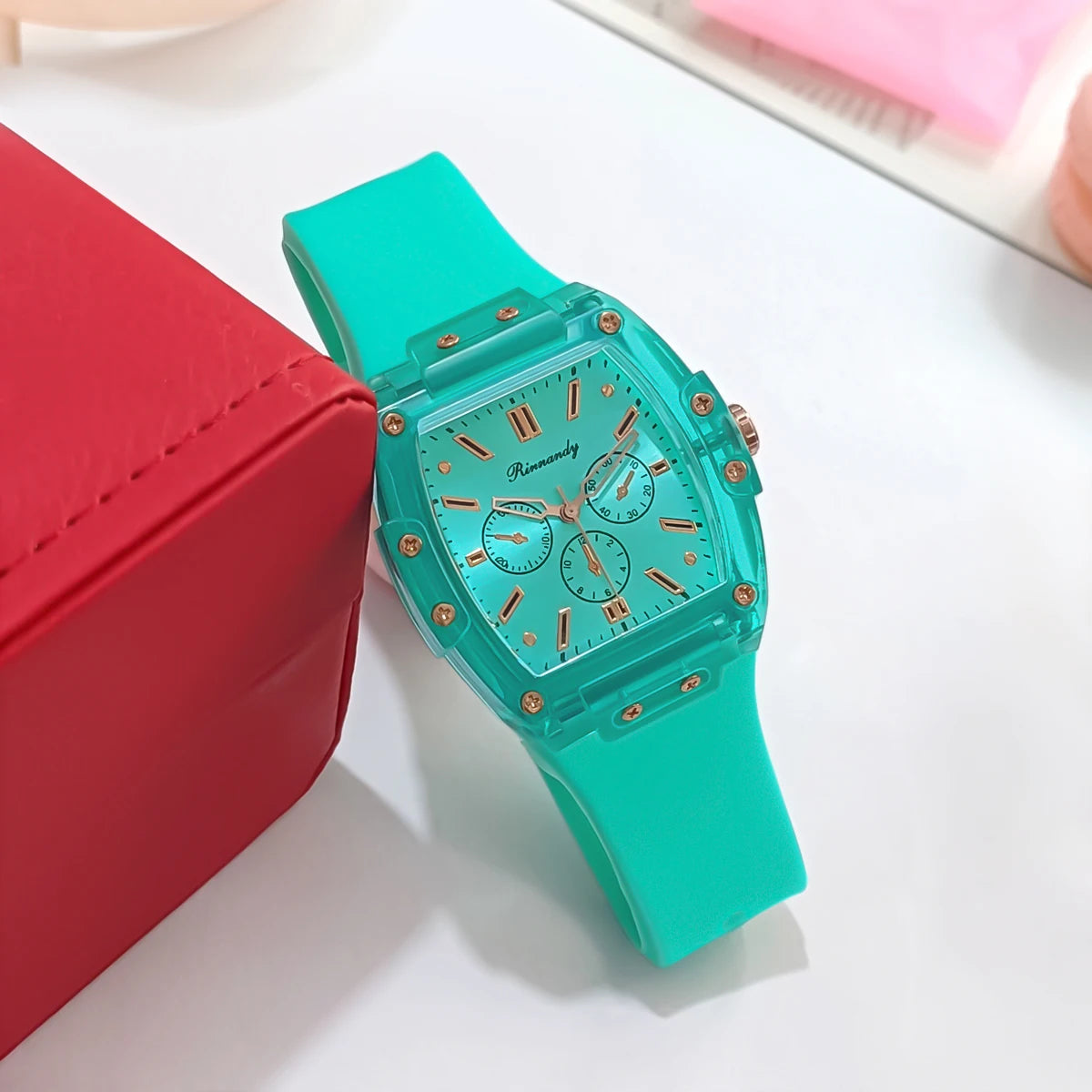 Women's Square Silicone Sport Watch – Rectangle Dial, Buckle Band