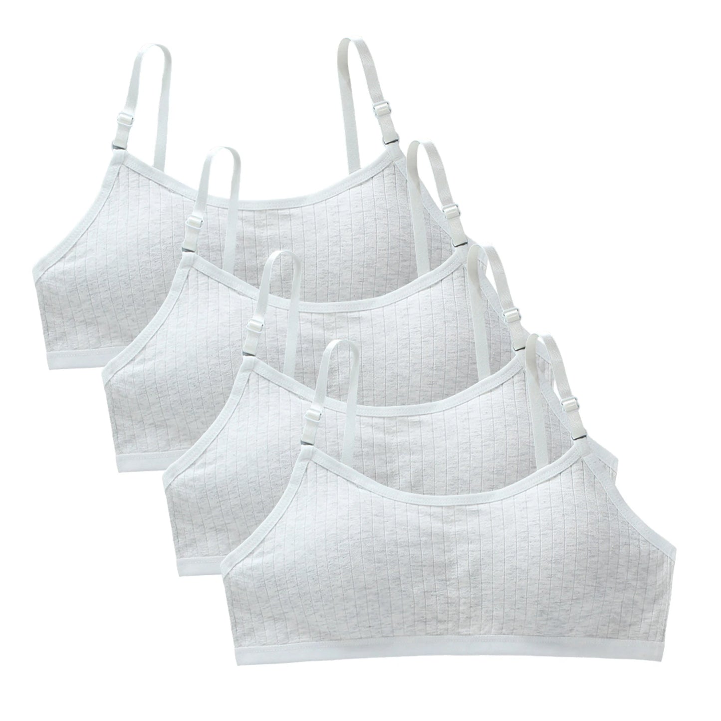Girls' Training Bra 4-Pack Set - Seamless Vest Style with Back Closure