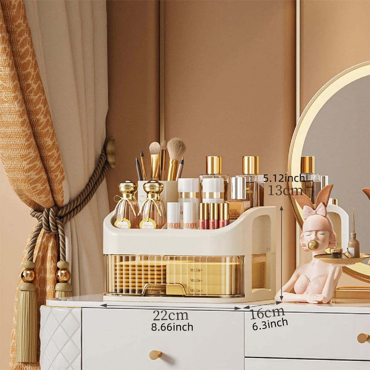 Multi-Layer Expandable Makeup Storage Box - Cosmetics Organizer for Vanity