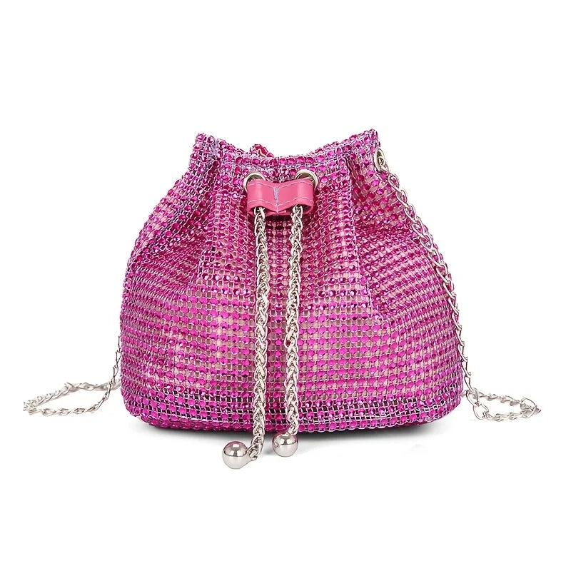 Rhinestone Embellished Bucket Crossbody Bag