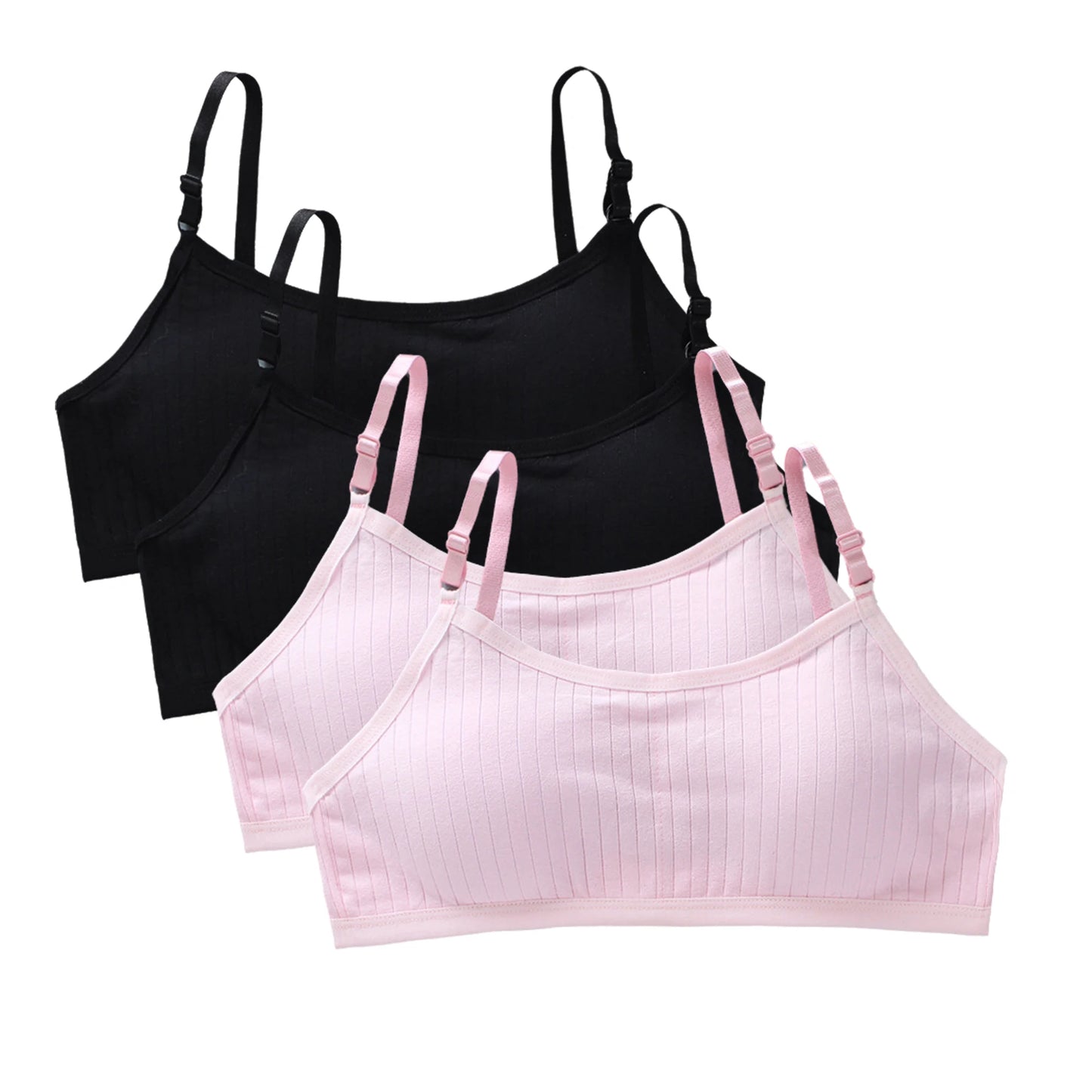 Girls' Training Bra 4-Pack Set - Seamless Vest Style with Back Closure