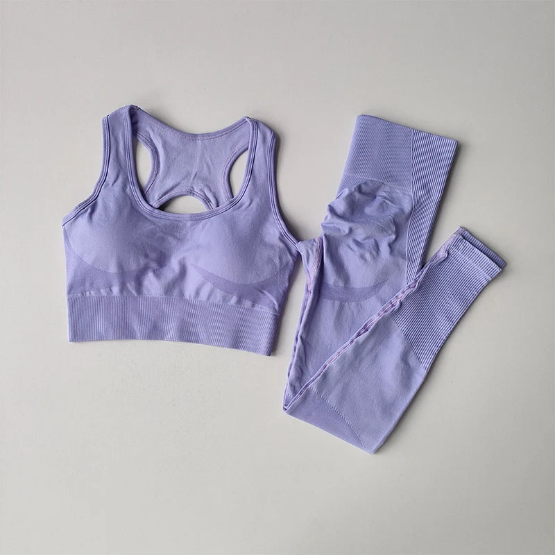 2-Piece Sports Bra & Leggings Yoga Set | Seamless Fitness Suit for Women