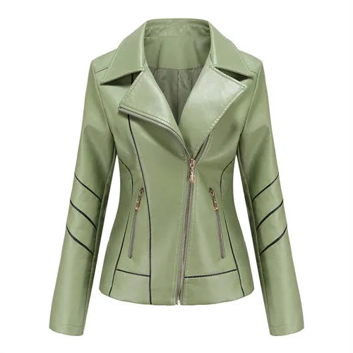 Red Faux Leather Biker Jacket - Premium PU Leather Moto Jacket