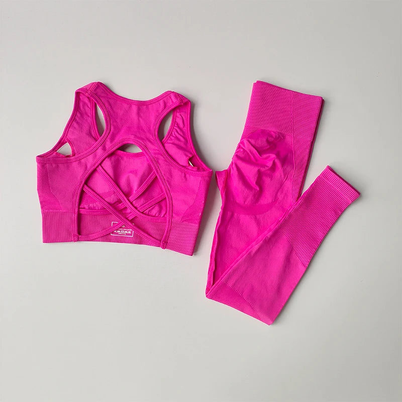 2-Piece Sports Bra & Leggings Yoga Set | Seamless Fitness Suit for Women