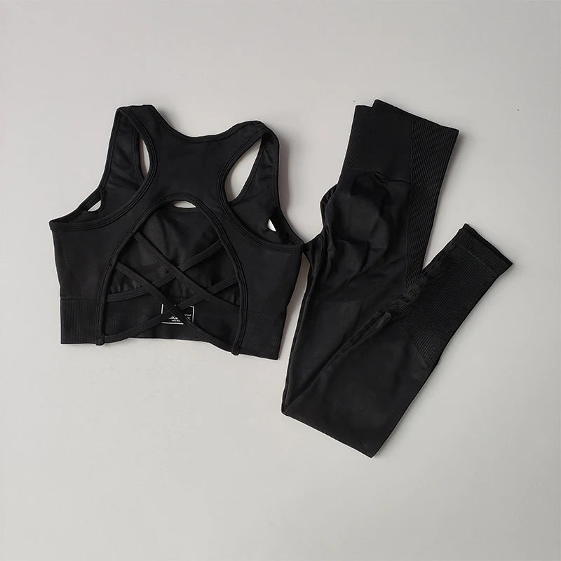 2-Piece Sports Bra & Leggings Yoga Set | Seamless Fitness Suit for Women