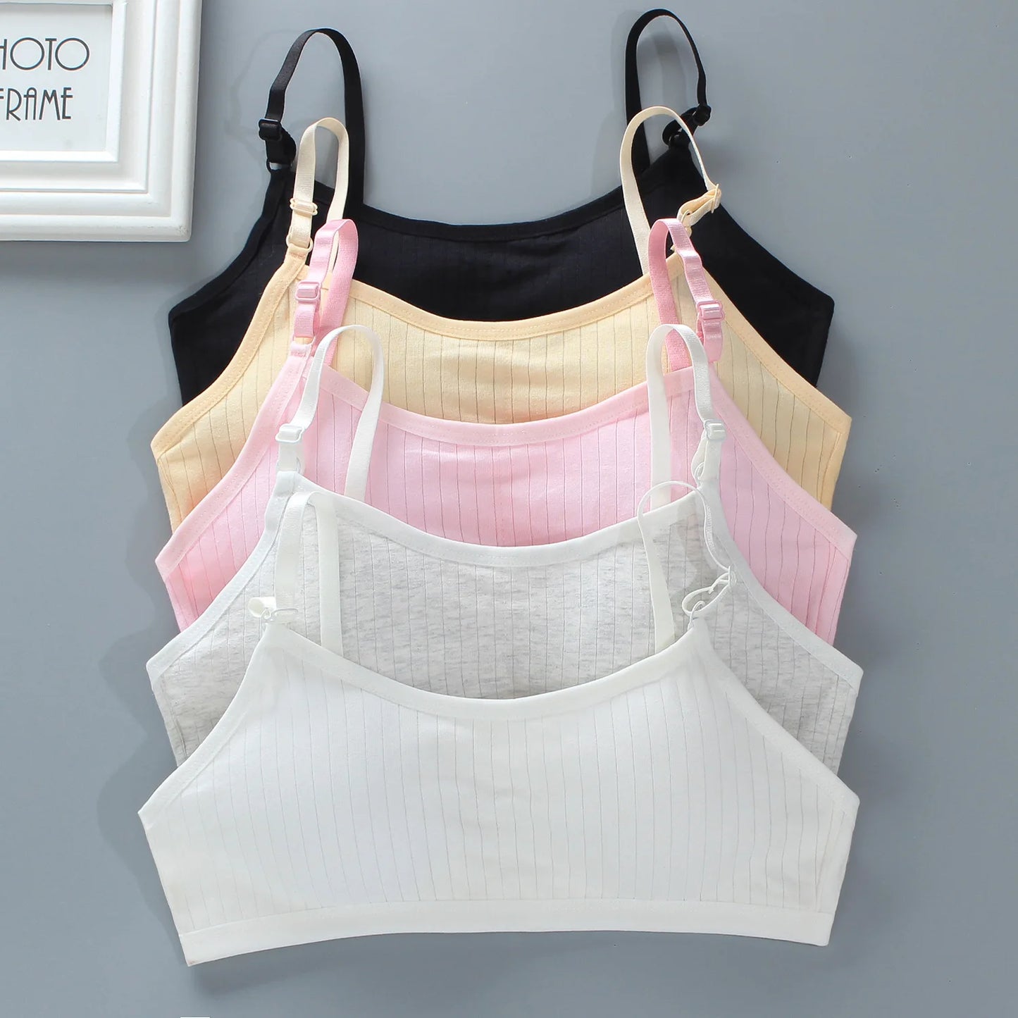 Girls' Training Bra 4-Pack Set - Seamless Vest Style with Back Closure