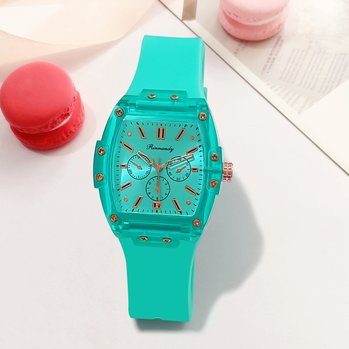Women's Square Silicone Sport Watch – Rectangle Dial, Buckle Band