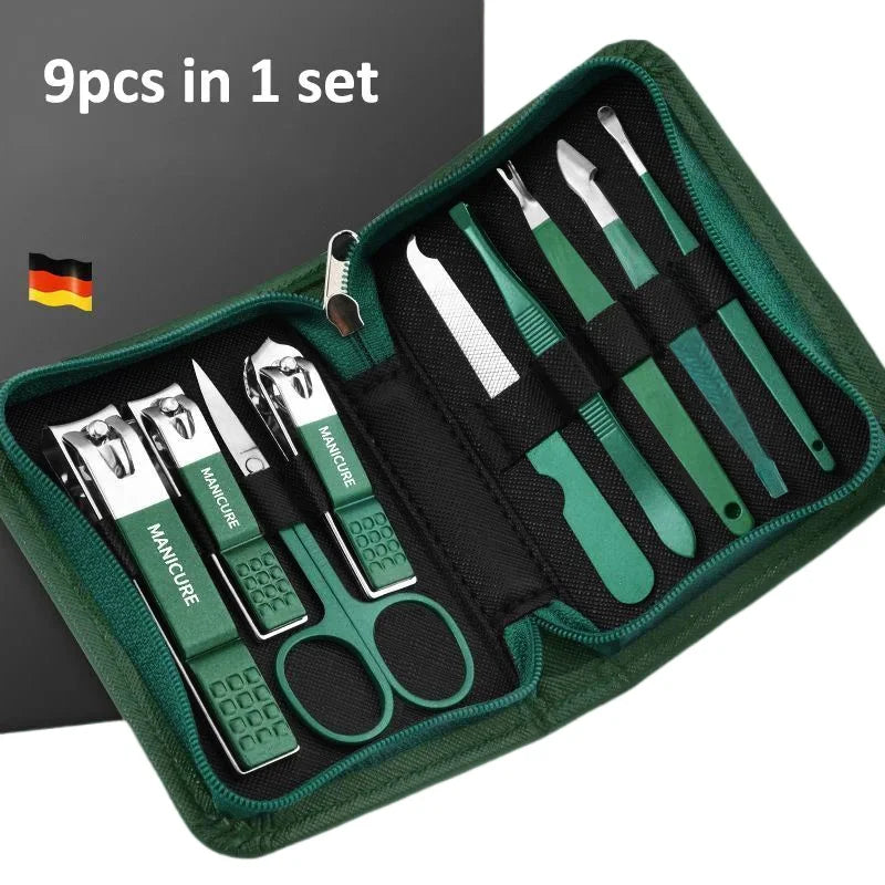 Professional Manicure Set with Leather Case - 6-9 Pieces