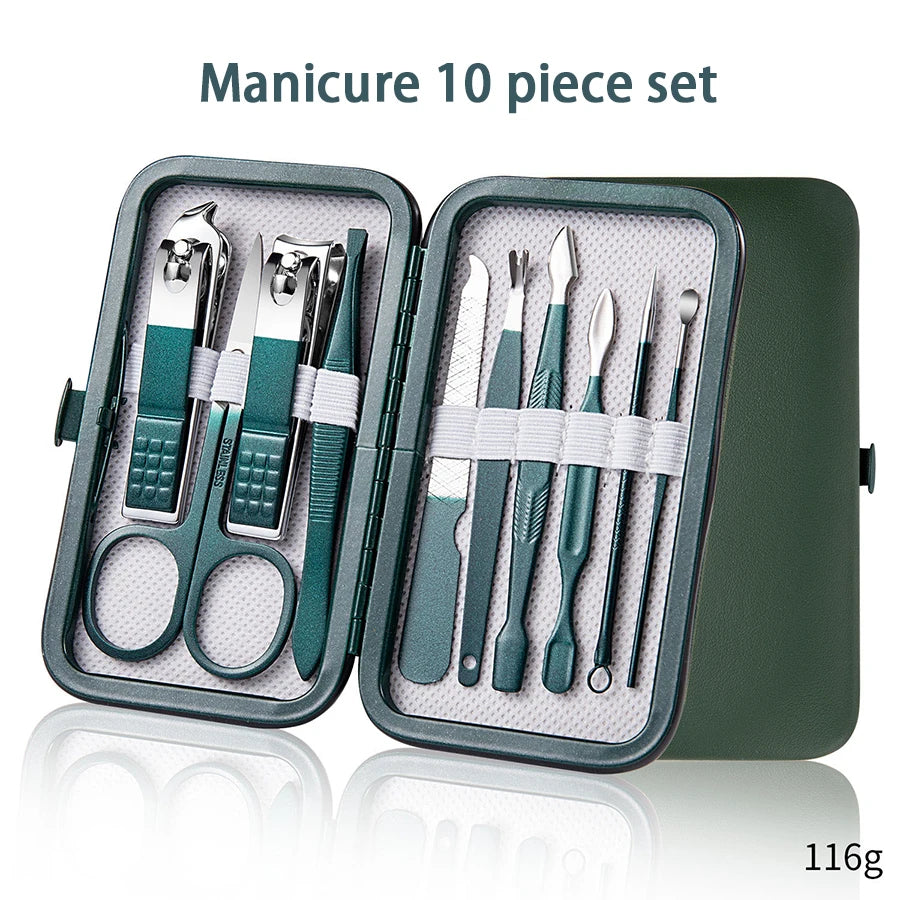 Professional Manicure Set with Leather Case - 6-9 Pieces