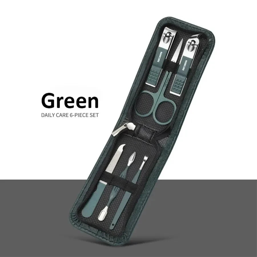 Professional Manicure Set with Leather Case - 6-9 Pieces
