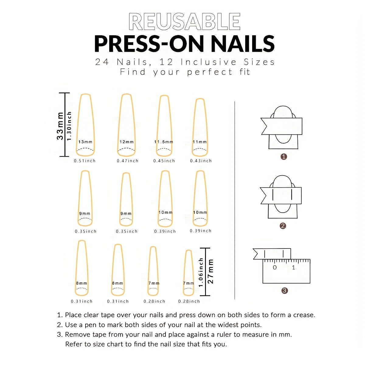 Golden Butterfly Press-On Nails - 24pc Matte Glitter Set