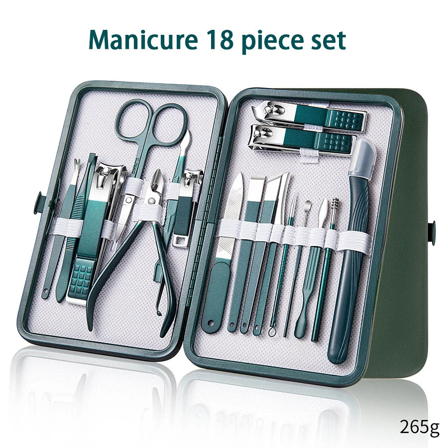 Professional Manicure Set with Leather Case - 6-9 Pieces