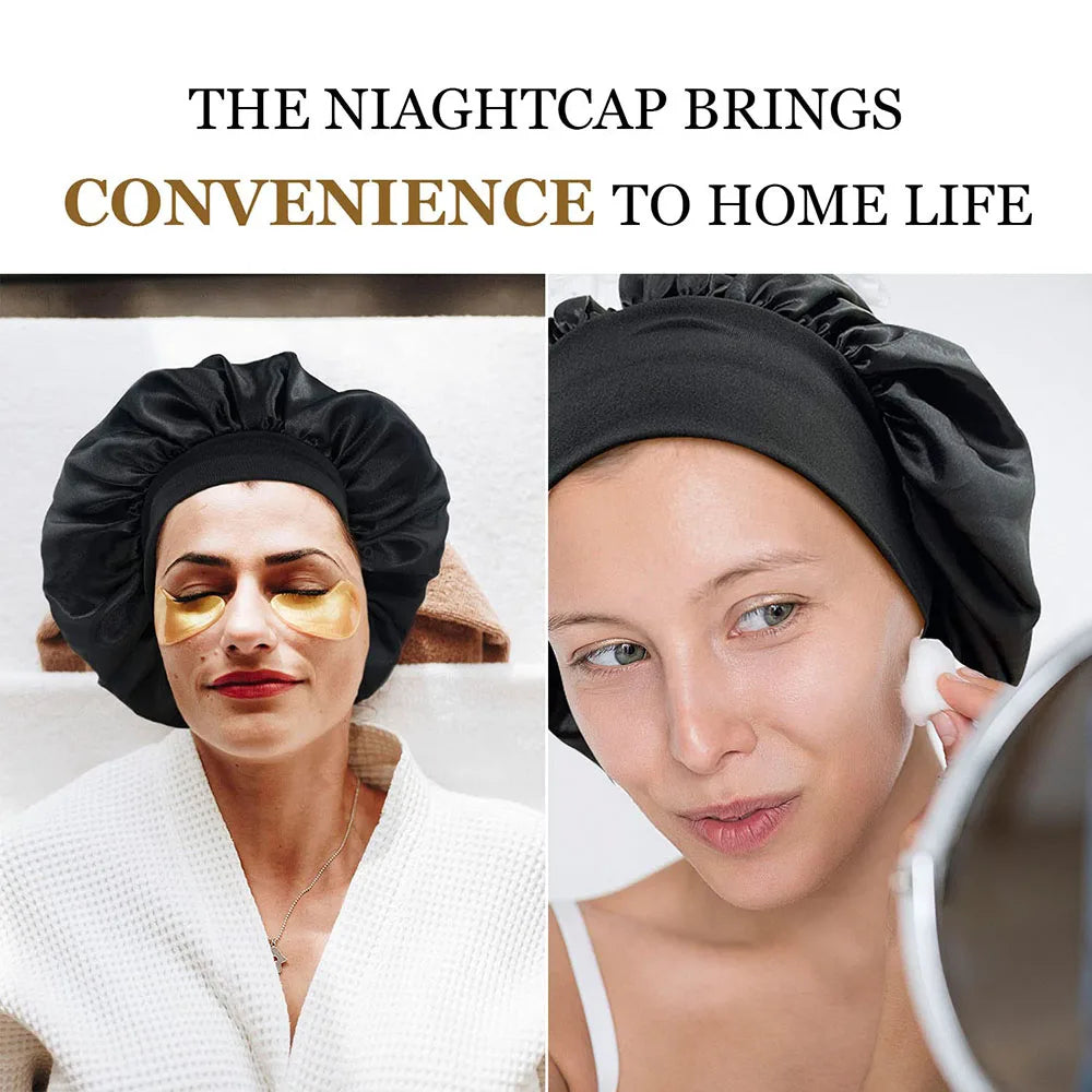 Satin Night Hair Cap - Sleep Care Bonnet