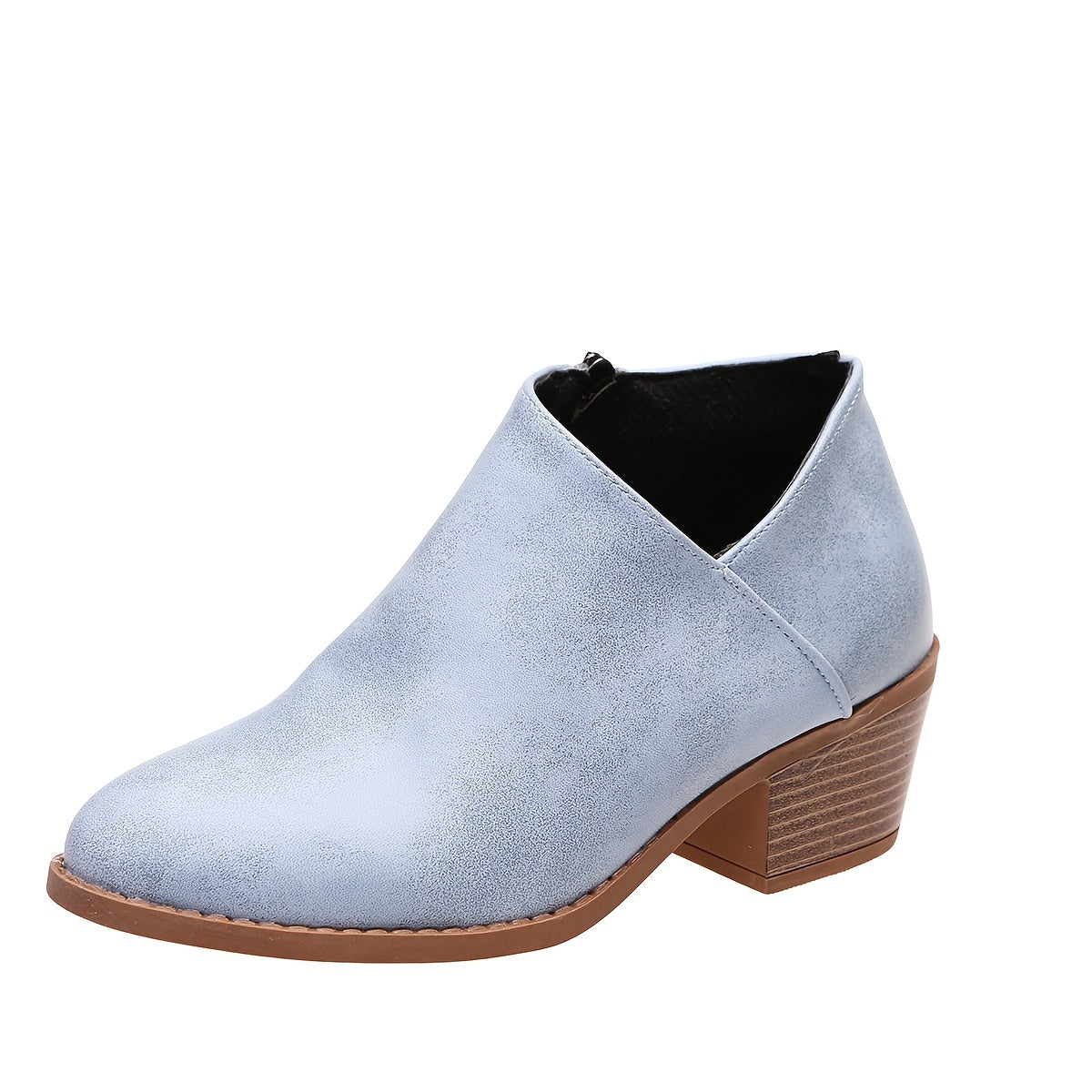 Women's V-Cut Ankle Boots - Block Heel Chelsea Style