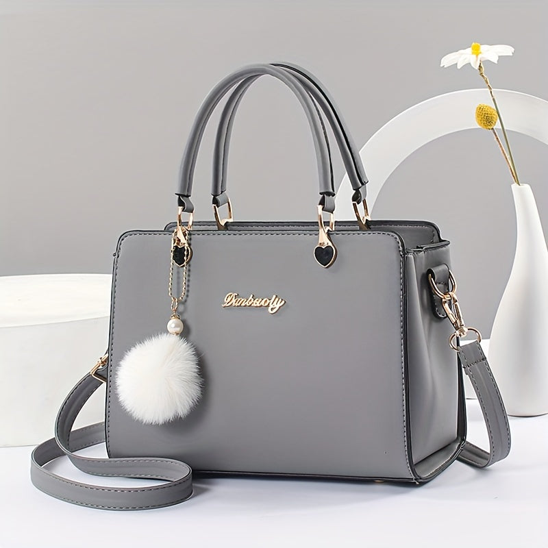 Elegant Faux Leather Handbag with Tassel