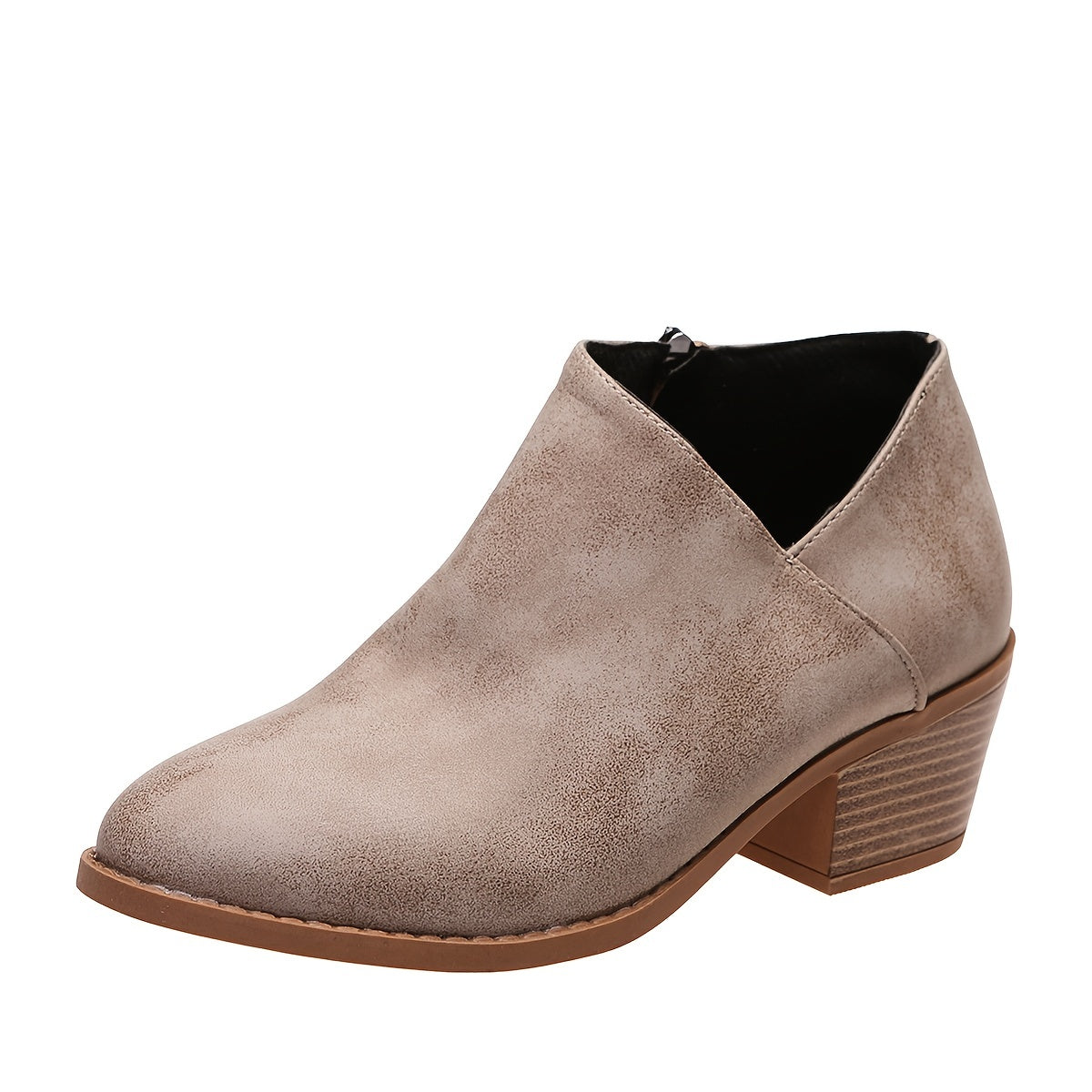 Women's V-Cut Ankle Boots - Block Heel Chelsea Style