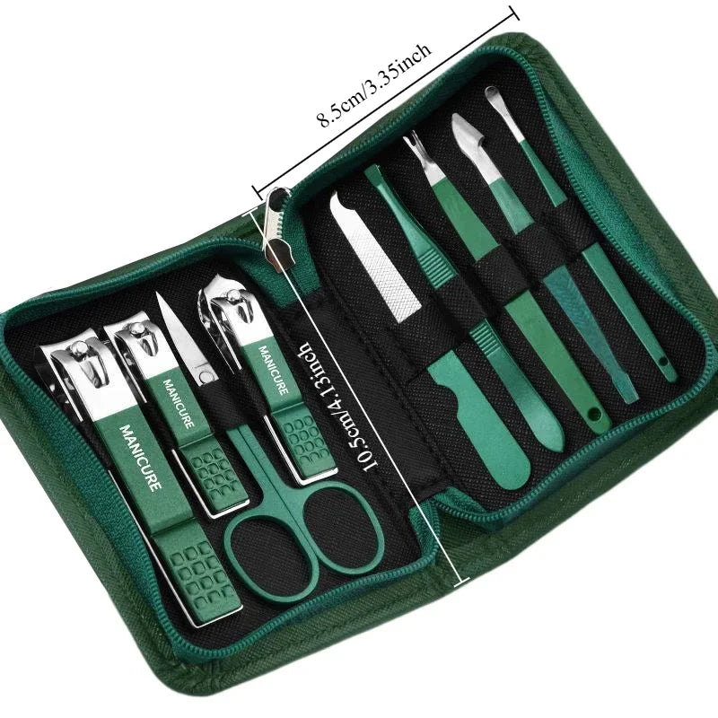 Professional Manicure Set with Leather Case - 6-9 Pieces