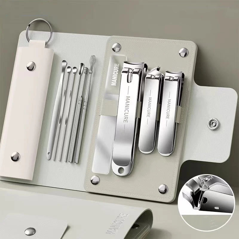 Professional Manicure Set with Leather Case - 6-9 Pieces