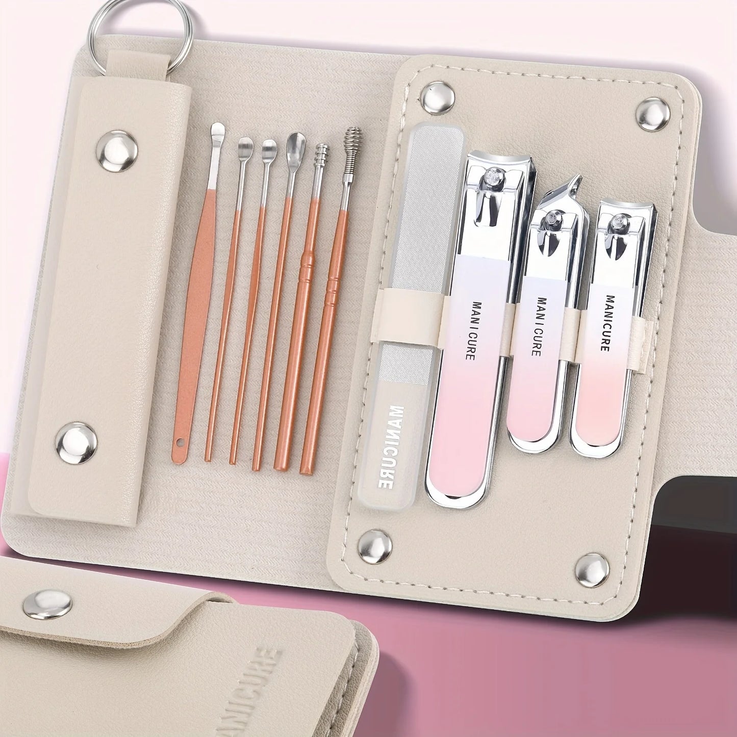 Professional Manicure Set with Leather Case - 6-9 Pieces
