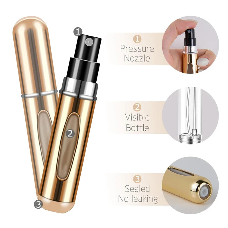 Travel Perfume Atomizer - 5ml Refillable Spray Bottle