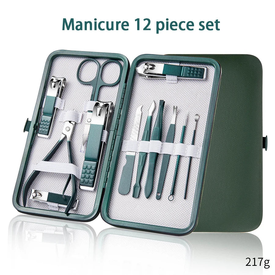Professional Manicure Set with Leather Case - 6-9 Pieces