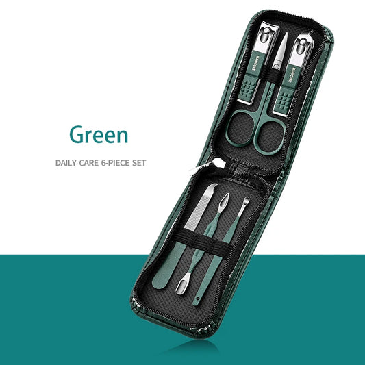 Professional Manicure Set with Leather Case - 6-9 Pieces