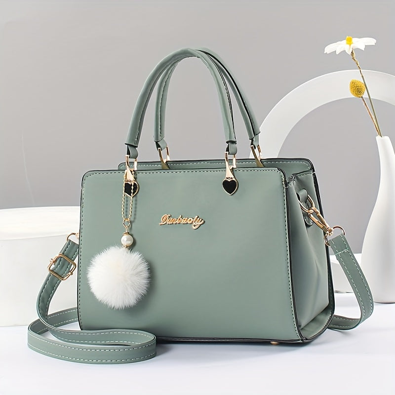 Elegant Faux Leather Handbag with Tassel