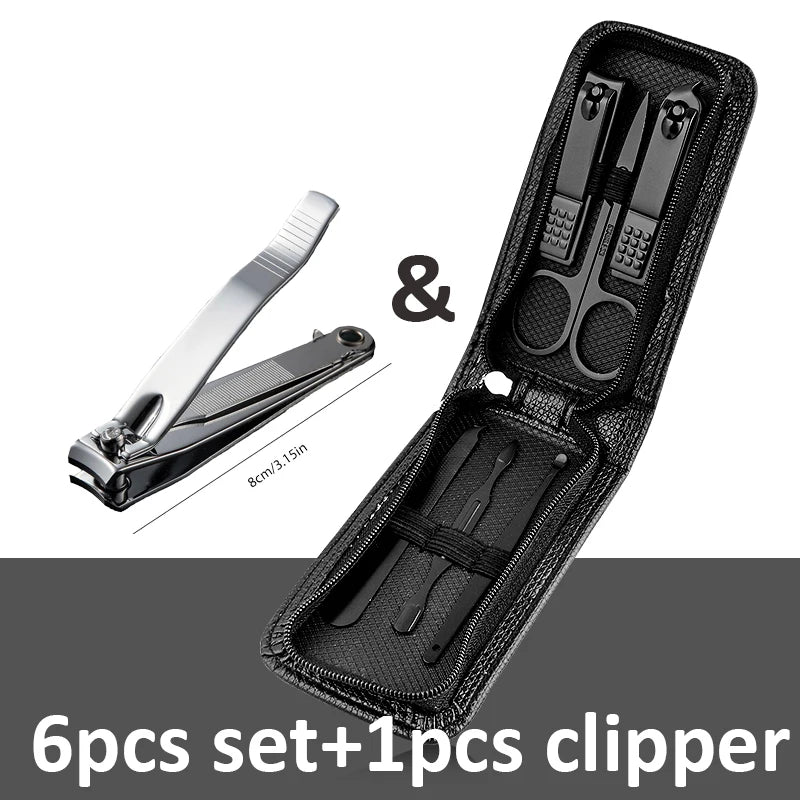 Professional Manicure Set with Leather Case - 6-9 Pieces