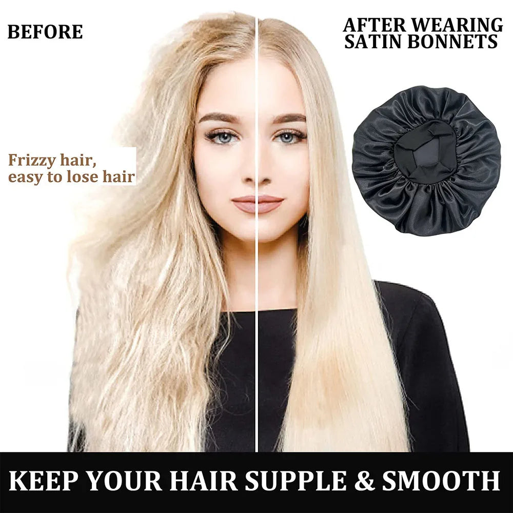 Satin Night Hair Cap - Sleep Care Bonnet